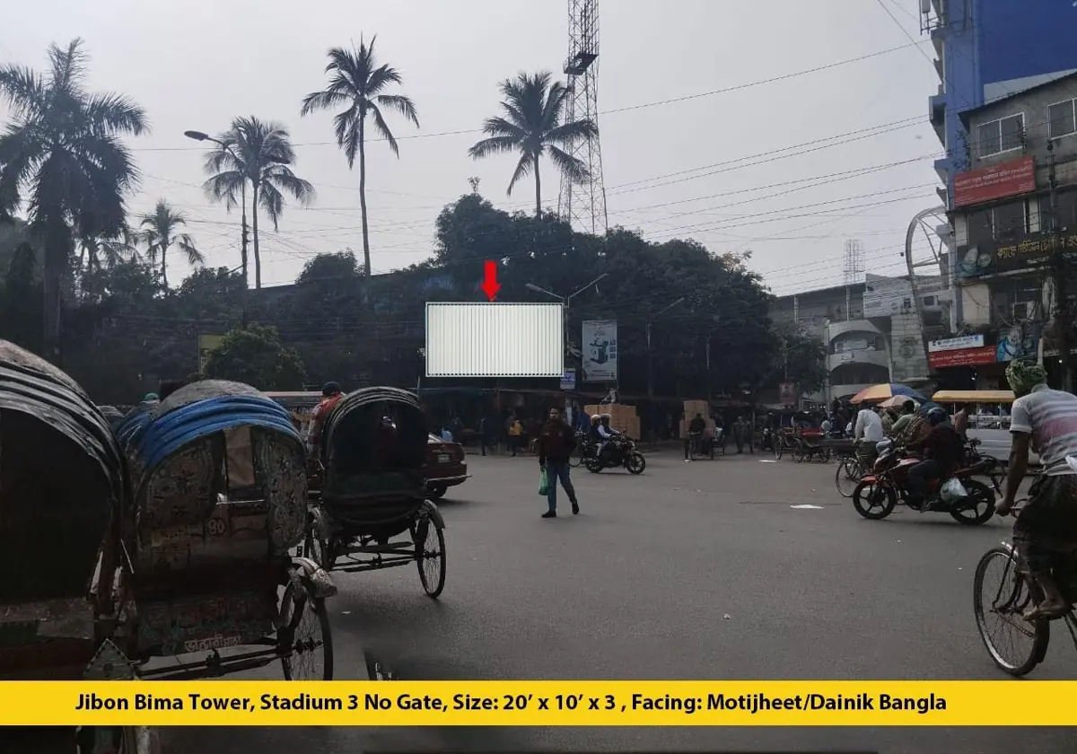 Jibon Bima Tower, Stadium Gate 3 (Tri-vision) billboard location