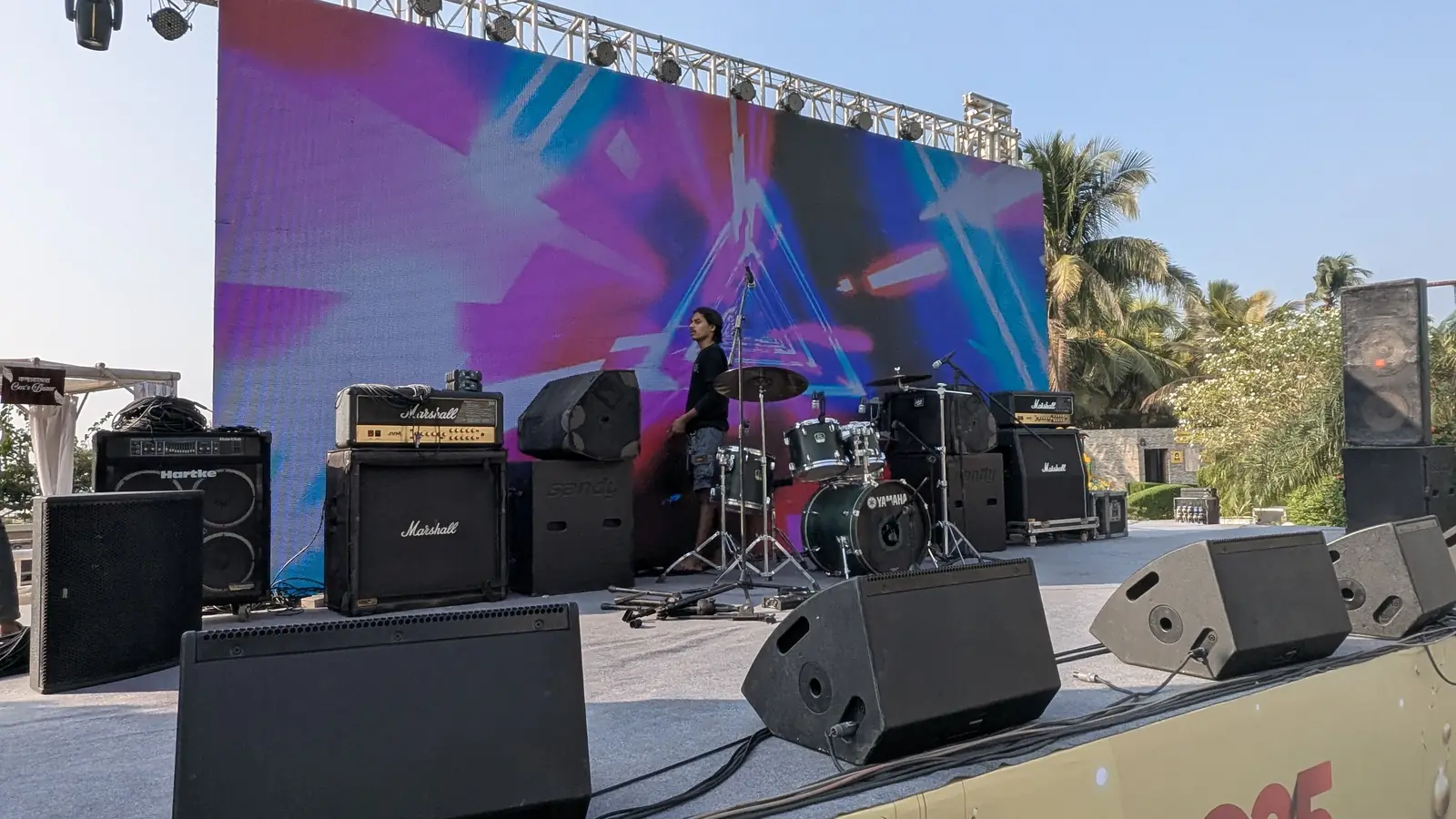 Live band stage with LED wall