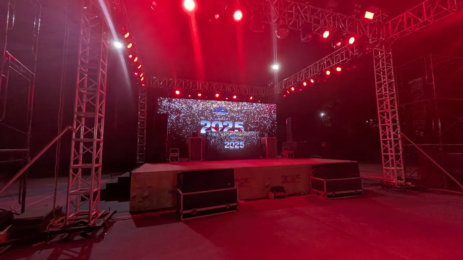 Stage washed in red light