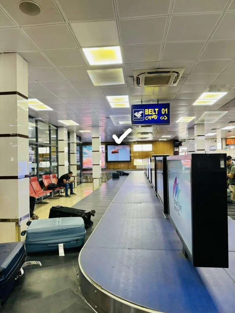 LED sign in the domestic-arrivals luggage-belt area