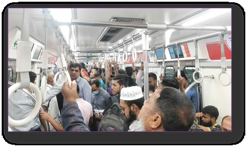 Placement or format reference for Metro train screen advertising in Dhaka