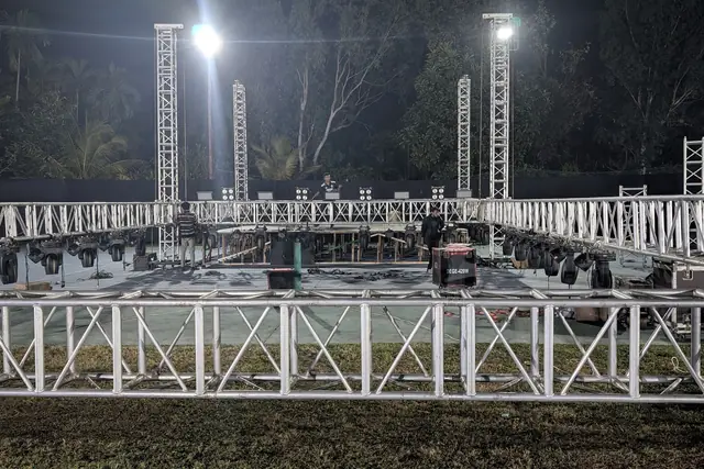 Stage and truss build for a live event